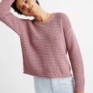 Madewell Crew Neck Sweater Women's Size XS Mauve Open-Stitch Austen Pullover